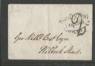 Gb 1818 Pre - Stamp Entire Two Penny Post Unpaid Hand Struck 2 O 
