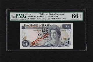 1978 Jersey " Collector Series Specimen " 1 Pound Pick 11cs1 Pmg 66 Epq Gem Unc