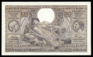 V812 Belgique Belgium 100 Francs 20 Belgas 26.  05.  1943 P 112 Banknote Unc
