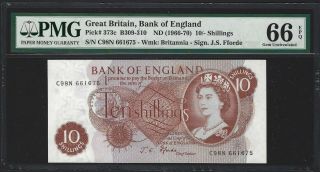 1966 Great Britain 10 Shillings Bank Of England Fforde,  Pmg 66 Epq Gem Unc,  Qeii