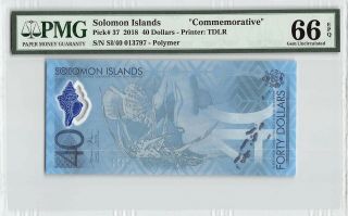Solomon Islands 2018 P - 37 Pmg Gem Unc 66 Epq 40 Dollars “commemorative "