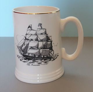 Vintage Lord Nelson Pottery Tankard Mug England Sailing Ship Old Ironsides