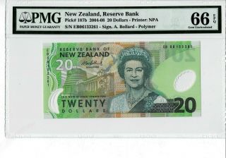 Zealand P 187b 2006 20 Dollars Prefix Eb Pmg 66 Epq Gem Unc