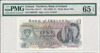 Bank Of Ireland Ireland 1 Pound Nd (1983) Pmg 65epq