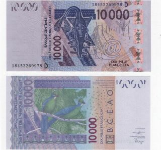 West African St.  - Mali - 10000 Francs 2018 Unc Letter D Lemberg - Zp