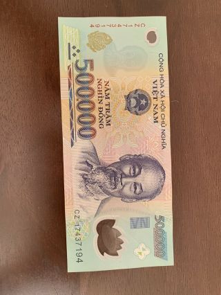 Vietnamese Dong Currency (vnd) (1) Single 500,  000 Banknote 500k Vietnam Cir.