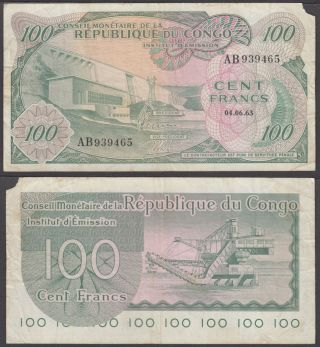 Congo 100 Francs 1963 (f) Banknote P - 1