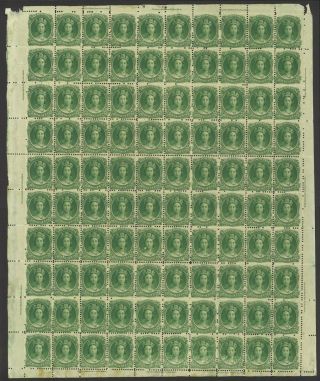 Sg 14 Nova Scotia 1860 - 63.  8½c Deep Green Full Sheet Of 100 With Full Sheet.