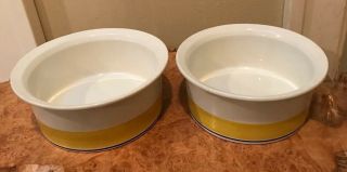Vintage 1970’s Set Of 2 Arabia Yellow Faenza Bowls 6” Peter Winquest Finland