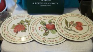 Set of 6 PORTMEIRION Pomona Blossom ROUND Placemats 3