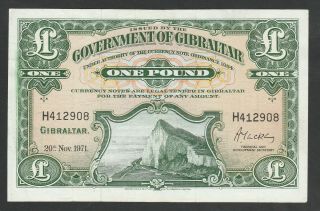 E9 Gibraltar 1971 Pound,  P18b,  Xf
