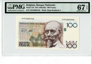 Belgium P 142 1982 - 94 100 Francs Pmg 67 Epq Gem Unc