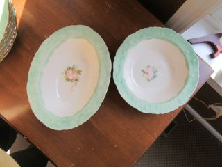 2 - Pope Gosser China Hand Painted Rose Point Serving Bowls Signed