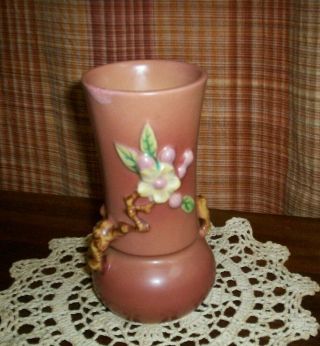 Vintage Roseville Pottery Apple Blossom Vase 381 - 6 "
