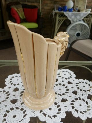 Vintage Shawnee Pottery Pitcher Vase dragon/dolphin handle 8 