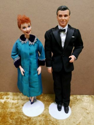 I Love Lucy And Ricky Dolls 50th Anniversary Barbie With Stands