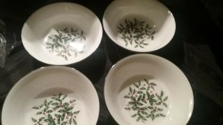 Lenox/ Oxford Bone China Bowl Christmas.  Holly & Berries.  Special.  Set Of 4