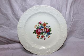 Vintage Pope Gosser China Rose Point 38 Round Serving Plate 12 Inch,  Embossed