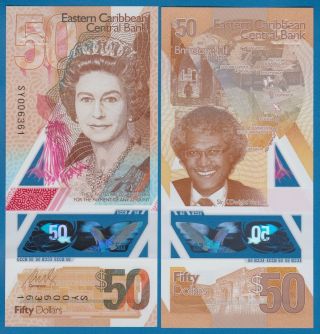 East Caribbean States 50 Dollars P 2019 Polymer Unc Qe Ii Queen Elizabeth