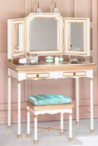 Nrfb Barbie Silkstone Vanity And Bench,  Accessories 2004 Gold Label