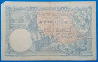 Yugoslavia,  Serbia,  Kingdom of Serbia; 10 dinara 1893,  VF 2