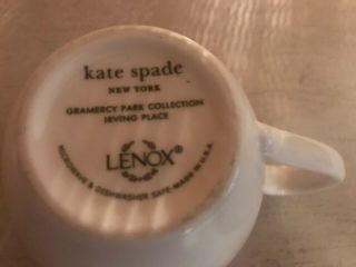 LENOX Kate Spade Gramercy Park IRVING PLACE Coffee Tea Cup 3