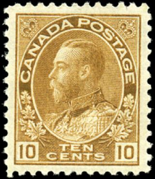 Canada 118 F - Vf Og Nh 1911 King George V 10c Bistre Brown Admiral