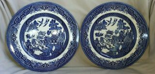 2 Churchill Made In England Blue Willow 8 Inch Salad Plates