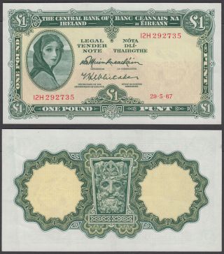 Ireland 1 Pound 1967 (vf - Xf) Crisp Banknote P - 64a Lady Lavery