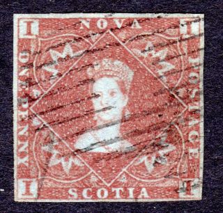 Canada Nova Scotia 1851 - 60 1d Red - Brown On Blued Imperf U,  Thins,  Sg 1 Cat £475