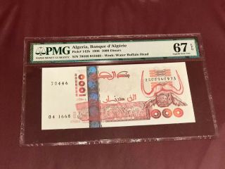 Algeria Algerie Bank D’algerie 1000 Dinar 1998 Pmg 67 Pick 142b Gem Unc Epq