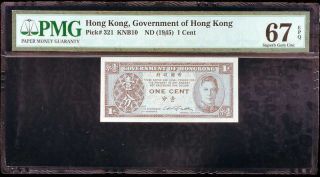 Hong Kong 1 Cent Nd 1945 P 321 Gem Unc Pmg 67 Epq