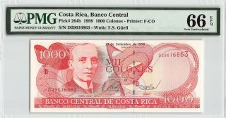 Costa Rica 1998 P - 264b Pmg Gem Unc 66 Epq 1000 Colones