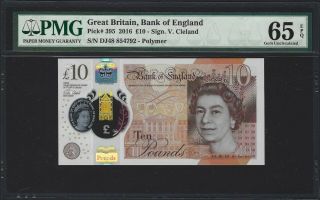 2016 Great Britain 10 Pounds Bank Of England B415 Pmg Gem Unc 65 Epq Polymer
