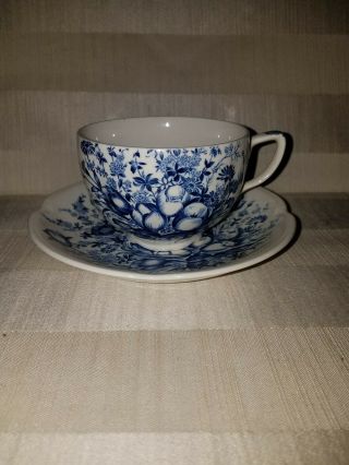 Johnson Brothers Windsorware Dover Blue Tea Cup And Saucer Made In England