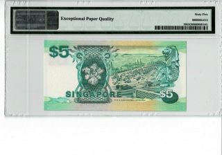SINGAPORE 1989 5 DOLLARS PREFIX A/32 PMG 65 EPQ GEM UNC 2