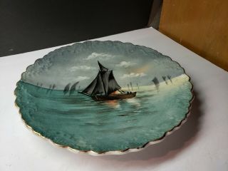 Vintage B&h Limoges Hand Painted Nautical Ship Plates