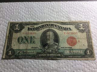 1923 1$ Dominion Of Canada (red Seal) Large Banknote