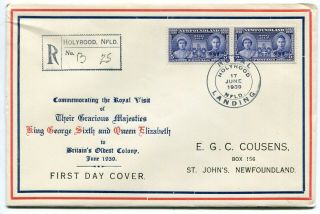 Newfoundland 1939 Royal Visit - Very Unusual Cachet Fdc Cover - Egc Cousens -