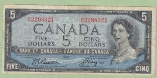 1954 Bank Of Canada 5 Dollar Note Devil 