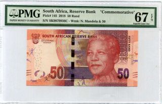 South Africa 50 Rands 2018 Comm.  P 145 Gem Unc Pmg 67 Epq Nr