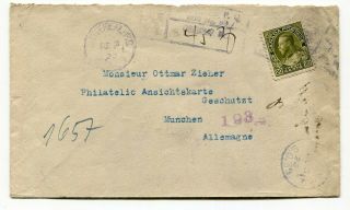 Canada 1923 Montreal - 20c Admiral Single Franking Registered Cover To Germany -