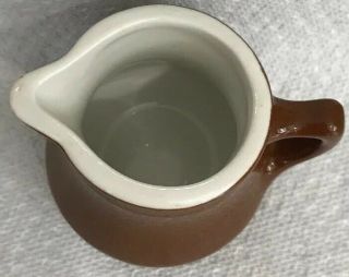 Vintage Hall China Pottery Brown Creamer Syrup Pitcher Mini Restaurant Ware 2