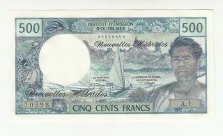 Hebrides 500 Francs 1970 Aunc/unc P19a @