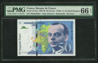 France : 50 Francs Exupery 1997 Pmg : Gem Unc 66 ; Epq