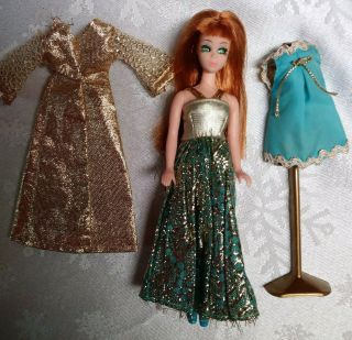 Topper Dawn Glori Doll w/ clone & Glimmer Glamour gowns blue mini dress 2