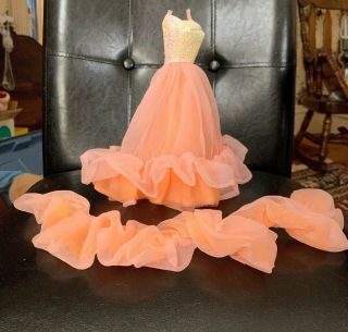 Peaches N Cream Barbie Doll Dress Matching Boa Clothes Outfits Peach Vintage 2pc