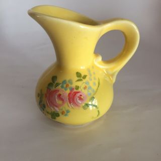 Vintage Yellow Usa Shawnee Pottery 2.  75 " Miniature Mini Pitcher Vase W Flowers