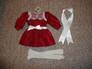 Pleasant Co American Girl Samantha Christmas Dress With Stockings And Ribbon