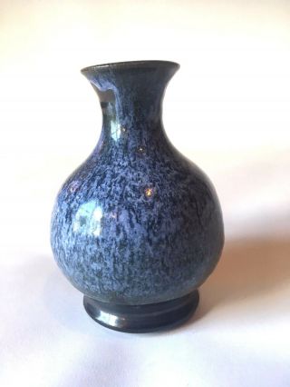 Vintage Art Pottery Signed Speckled Blue Vase 5.  5 " Tall 1998 Ceramic Glazed